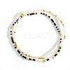 2Pcs Bohemian Style Glass Seed Beaded Stretch Bracelet Set with Brass Beads HV2653-2