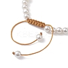 Adjustable Synthetic Turquoise & ABS Plastic Pearl Braided Bead Bracelet BJEW-JB10101-02-3