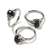 Oval Natural Dyed & Heated Black Agatee Adjustable Rings RJEW-Q818-01P-06A-1