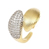 Brass Micro Pave Cubic Zirconia Cuff Rings for Women RJEW-C140-16G-4