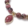 Natural Rhodonite Stretch Bracelets BJEW-JB10092-05-3
