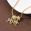 Brass Pave Colorful Cubic Zirconia Pendant Box Chain Adjustable Slider Necklaces NJEW-D348-03A-G-3