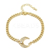Brass Micro Pave Clear Cubic Zirconia Charm Bracelets BJEW-M050-01G-02-4