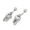 Tooth 316 Surgical Stainless Steel Dangle Belly Button Rings EJEW-G416-13AS-4