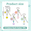 4Pcs 4 Colors Star Glass Imitation Pearl Pendant Decorations AJEW-WR0002-83-2