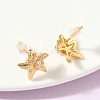 Starfish Brass Micro Pave Clear Cubic Zirconia Stud Earrings EJEW-Z152-03G-3