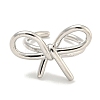 Rack Plating Brass Bowknot Open Cuff Rings for Women RJEW-F162-09P-2