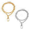 4Pcs 2 Colors Alloy Double Layered Oval Pendant Necklaces NJEW-HY0001-14-1