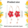 5 Pairs 5 Colors Acrylic Flower Dangle Hoop Earrings with Rhinestone Tassel EJEW-AN0003-70-7