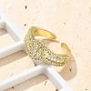 Brass Micro Pave Clear Cubic Zirconia Open Cuff Rings RJEW-G336-02G-3