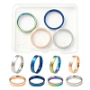 4Pcs 4 Colors 201 Stainless Steel Plain Band Finger Rings Set for Women RJEW-YW0001-03-1