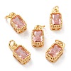 Real 18K Gold Plated Brass Inlaid Cubic Zirconia Charms ZIRC-L100-075G-08-1