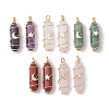 Natural Mixed Gemstone Copper Wire Wrapped Pointed Pendants PALLOY-JF02535-1