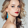 7 Pairs 7 Colors Aluminum Mesh Sequin Rhombus Dangle Earrings for Women EJEW-AN0001-71-4