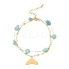 Summer Beach Nuggets Natural Amazonite & Imitation Pearl Multi-Strand Anklets BJEW-P326-06B-G-2