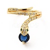 Cubic Zirconia Snake with Glass Wrap Adjustable Ring KK-H439-02A-G-2