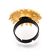 Adjustable Flower Alloy & Iron Rhinestone Bezel Cup Ring Base with Rotatable Tray MAK-T012-09G-3