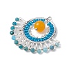 Natural Malaysia Jade(Dyed) & Glass Seed Beads Fan Pendants PALLOY-MZ00308-02-3