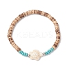 2Pcs Starfish & Tortoise Natural Coconut with Synthetic Turquoise Beads Stretch Bracelets for Men Women BJEW-JB11743-4
