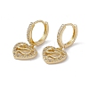 Clear Cubic Zirconia Heart with Snake Dangle Hoop Earrings KK-E068-VA089-2-1-1