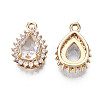 Brass Micro Pave Clear Cubic Zirconia Pendants KK-S359-089-RS-3