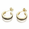 Semicircular Brass Micro Pave Clear Cubic Zirconia Half Hoop Earrings EJEW-T046-21A-NF-2