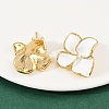 304 Stainless Steel Enamel Flower Stud Earrings EJEW-A138-02G-2