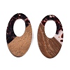 Transparent Resin and Walnut Wood Pendants RESI-T057-02B-2