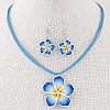 Flower Polymer Clay Dangle Earrings & Pendant Necklaces Sets for Women FS-WG4A5F2-02-1