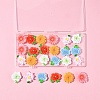 24Pcs 6 Styles Opaque Resin Flowers Cabochons RESI-FS0002-16-6