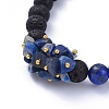 Natural Lava Rock Round Beads Stretch Bracelets BJEW-JB05118-3