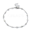Non-Tarnish 304 Stainless Steel Rhombus Link Chain Bracelets for Women BJEW-D023-01P-1