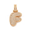 Brass Micro Pave Clear Cubic Zirconia Pendants KK-B099-01G-F-1