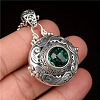 Alloy & Glass Hollow Flat Round Cage Pendant Necklaces for Diffuser Ball LS-FS-WGCD084-01-2