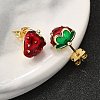 Brass Enamel Stud Earrings X-EJEW-G430-06B-G-3