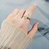 Adjustable Brass Pave Cubic Zirconia Enamel Rotating Finger Rings for Women FS-WGAC909-02-3