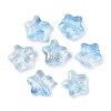 Transparent Spray Painted Frosted Glass Beads GLAA-NH0003-01H-1