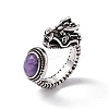 Dragon Head Natural Charoite Cuff Rings RJEW-G273-03AS-03-4