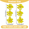 FIBLOOM 4 Pairs 4 Colors Alloy Flower Dangle Stud Earrings for Women EJEW-FI0002-99-9