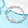 Natural Cultured Freshwater  Pearl & Brass Beads Stretch Bracelet for Women BJEW-JB13209-1