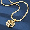 Tree of Life & Evil Eye 201 Stainless Steel Herringbone Chains Pendant Necklaces NJEW-K253-34G-1