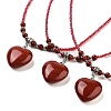 Natural & Synthetic Mixed Gemstone Heart Pendant Necklaces NJEW-G143-02-2