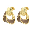 Brass Enamel Dangle Stud Earrings for Women KK-CBA760A-12G-02-4