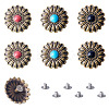 6Pcs 3 Colors Chrysanthemum Alloy with Resin Decorative Rivets BUTT-TA0001-30-1