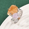 Nuggets Natural Amethyst & Yellow Quartz Open Cuff Rings RJEW-K286-12P-01-2