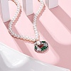 304 Stainless Steel Colorful Cubic Zirconia Shell Shape Pendant Necklaces STAS-Z114-22P-2