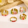 5Pcs Adjustable 304 Stainless Steel Enamel Cuff Rings for Women LS-RJEW-V004-08G-1