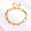 304 Stainless Steel Paperclip Chain Bracelets for Women BJEW-Z128-01G-03-2