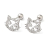 Cat Shape Brass Micro Pave Clear Cubic Zirconia Cartilage Earrings EJEW-L289-02P-02-1