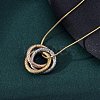 304 Stainless Steel Triple Circles Pendant Necklaces for Women NJEW-Z044-14M-3